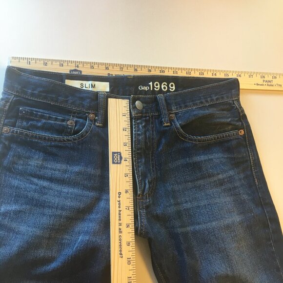 Gap 1969 Slim Rockaway Jeans Mens Size 29 Straight Leg Light Distressing - Picture 7 of 16